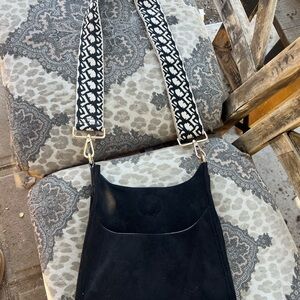 Ahdorned messenger boho crossbody 
Stylish Black suede